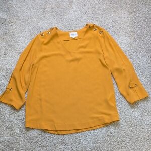 Maison 123 Mustard V-Neck Blouse - Size 10